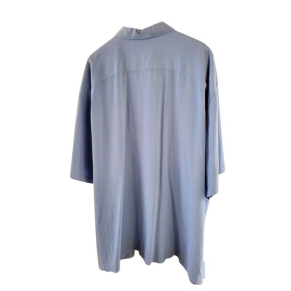 Tommy Bahama Men's 3X Big & Tall Blue Short Sleeve Hawaiian Button-Down Shirt - Picture 4 of 6